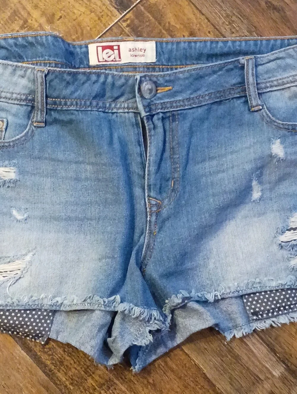 Ashley By 26 International Distressed Blue Denim Shorts